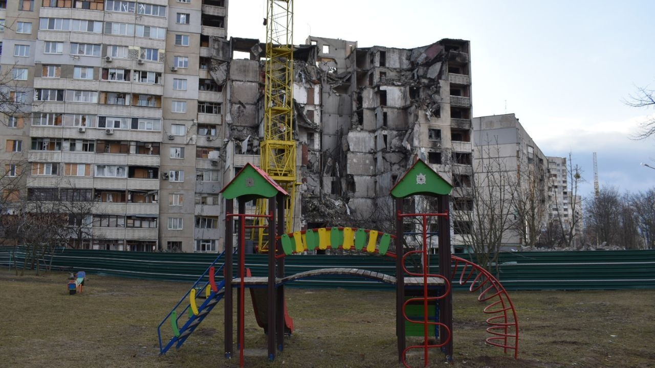 Residential area of Saltivka, Kharkiv suburb, attacked by Russian forces on 24 February 2022