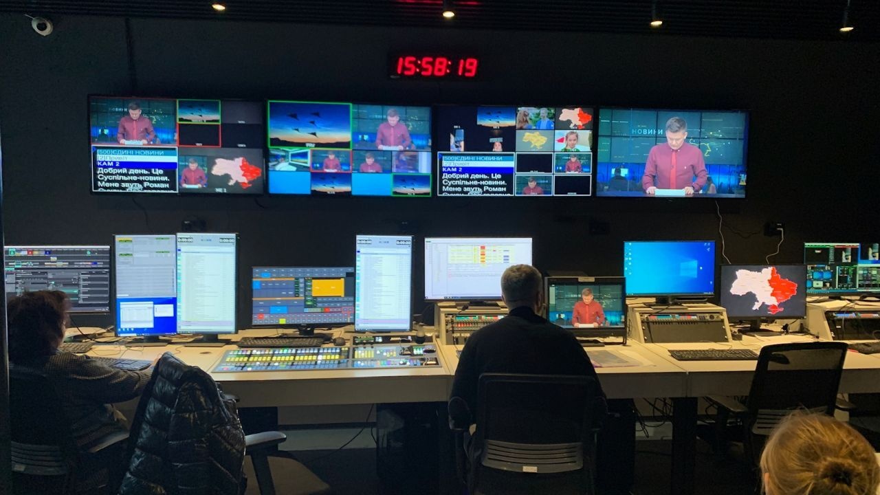 Suspilne News control room about to go on air at 16:00