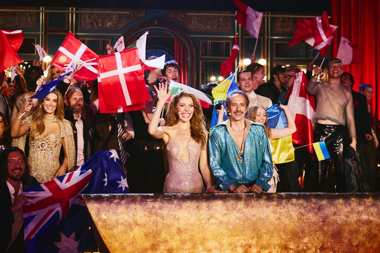 The artists of Vienna 2026 in the Green Room during the Second Semi-Final of the Eurovision Song Contest at Wiener Stadthalle on 14 May